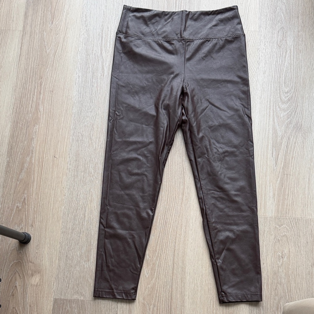Boston Proper Chocolate Faux Leather Pants